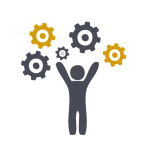 persona con engranajes