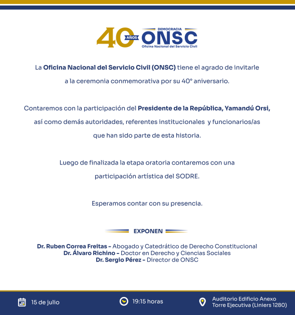 Invitación al evento conmemorativo por los 40 años.