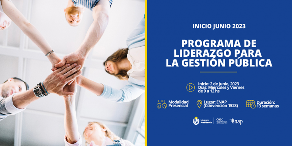 Se abren las preinscripciones para el Programa de Liderazgo para la Gestión Pública Placa con el texto Se abren las preinscripciones para el Programa de Liderazgo para la Gestión Públi