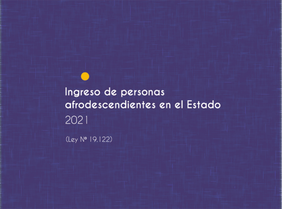 Ingreso de personas afrodescendientes en el Estado, 2021 Tapa del informe con el texto "Ingreso de personas afrodescendientes en el Estado, 2021"