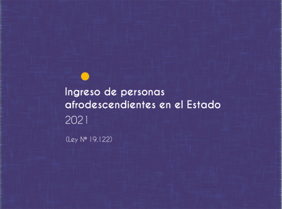 Tapa del informe con el texto "Ingreso de personas afrodescendientes en el Estado, 2021"