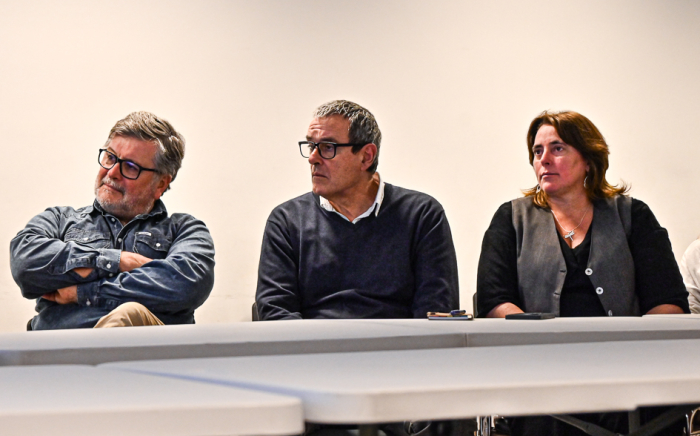Sergio Pérez, Jaime Saavedra y Ana Azpiroz Tres personas en una reunión