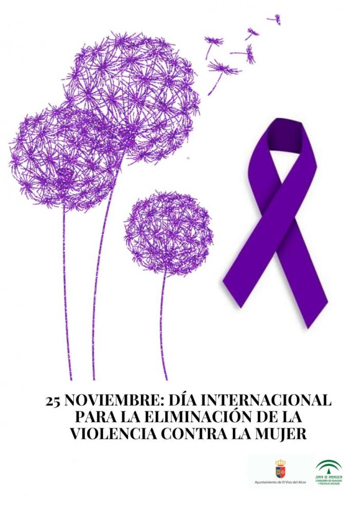 Afiche_mes de los derechos de las personas con discapacidad Afiche. texto: mes de los derechos de las personas con discapacidad. ilustraciones de color violeta, flor Diente de León cinta