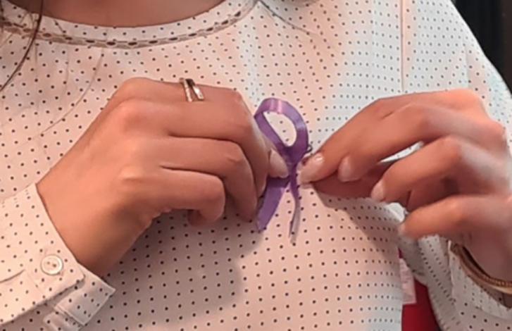 25 de noviembre: Funcionarios/as reciben cintas violetas alusivas.