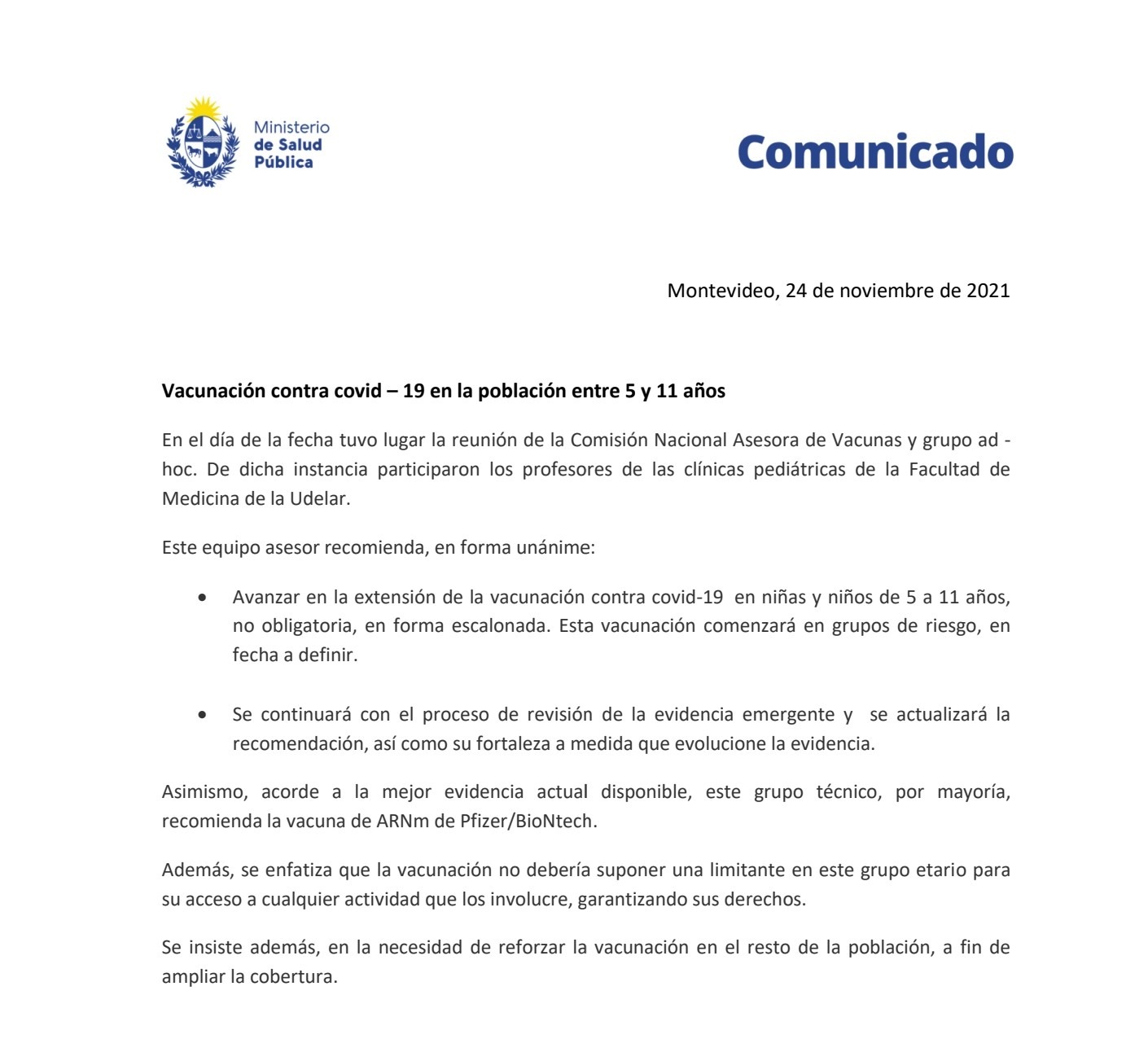 Comunicado MSP