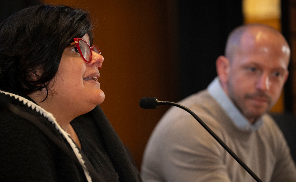 Gerenta de Uruguay Crece Contigo, Virginia Cardozo, presenta los resultados de la 4ª ronda de la Endis, en el auditorio de Torre Ejecutiva