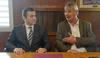 Presidente de Tuskon, Rizanur Meral y ministro de Transporte y Obras Públicas, Enrique Pintado Presidente de Tuskon, Rizanur Meral y ministro de Transporte y Obras Públicas, Enrique Pintado