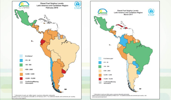 Imagen comparativa de emisiones de azufre