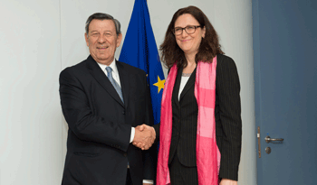 Canciller Rodolfo Nin Novoa y la comisaria de Comercio Cecilia Malmström Canciller Rodolfo Nin Novoa y la comisaria de Comercio Cecilia Malmström