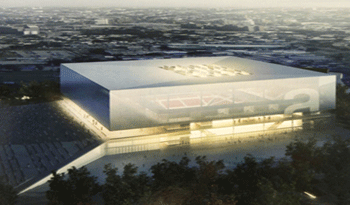Maqueta del Antel Arena, una de las inversiones importantes en Montevideo