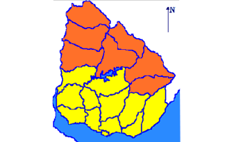 Mapa de Uruguay con niveles de advertencia Mapa de Uruguay con niveles de advertencia