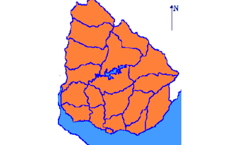 Mapa de Uruguay con el nivel de advertencia Mapa de Uruguay con el nivel de advertencia
