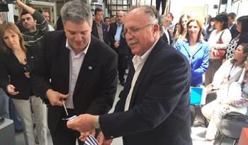 Presidente del LATU, Fernando Fontán, e intendente de Río Negro, Oscar Terzaghi