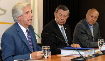 Tabaré Vázquez, Rodolfo Nin Novoa y Miguel Toma