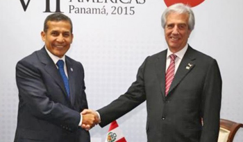Presidente Vázquez con Presidente del Perú, Ollanta Humala, durante la VII Cumbre de las Américas Presidente Vázquez con Presidente del Perú, Ollanta Humala, durante la VII Cumbre de las Américas
