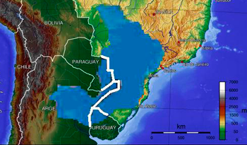 Mapa ilustrativo de la región que abarca el Acuífero Guaraní Mapa ilustrativo de la región que abarca el Acuífero Guaraní