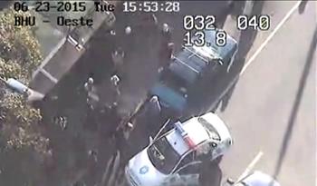 Vista de operativo policial desde el sistema de videovigilancia de Montevideo