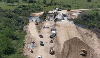 Vista aérea de las obras en arroyo Agua Sucia, Durazno Vista aérea de las obras en arroyo Agua Sucia, Durazno