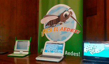 Computadoras y tabletas digitales con la aplicación "Pica el Aedes". Computadoras y tabletas digitales con la aplicación "Pica el Aedes".