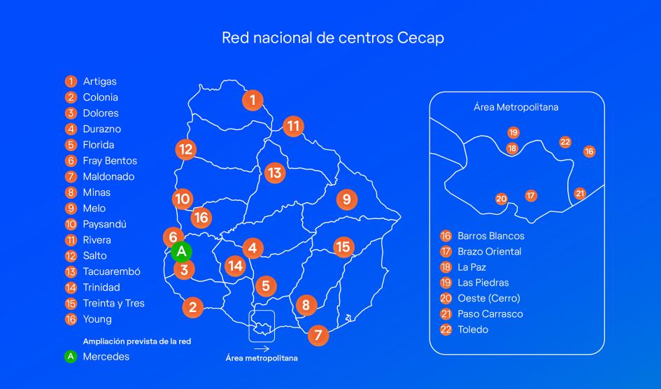 Mapa con ubicación de los cecap