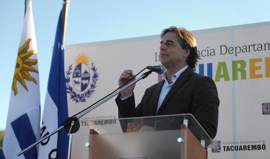 Presidente Luis Lacalle Pou durante la oratoria Presidente Luis Lacalle Pou durante la oratoria