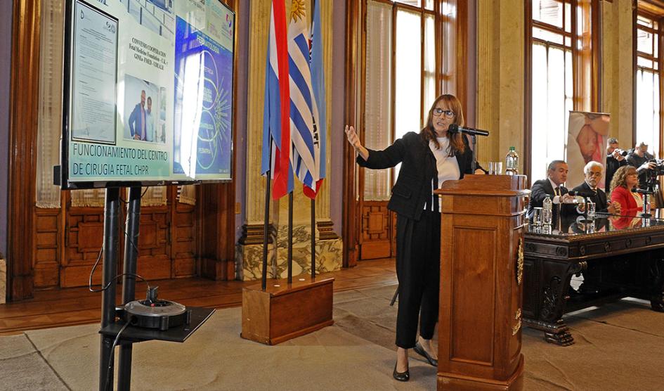 Directora del servicio de medicina perinatal del Hospital Pereira Rossell, Ana Bianchi, durante su exposición Directora del servicio de medicina perinatal del Hospital Pereira Rossell, Ana Bianchi, durante su exposición