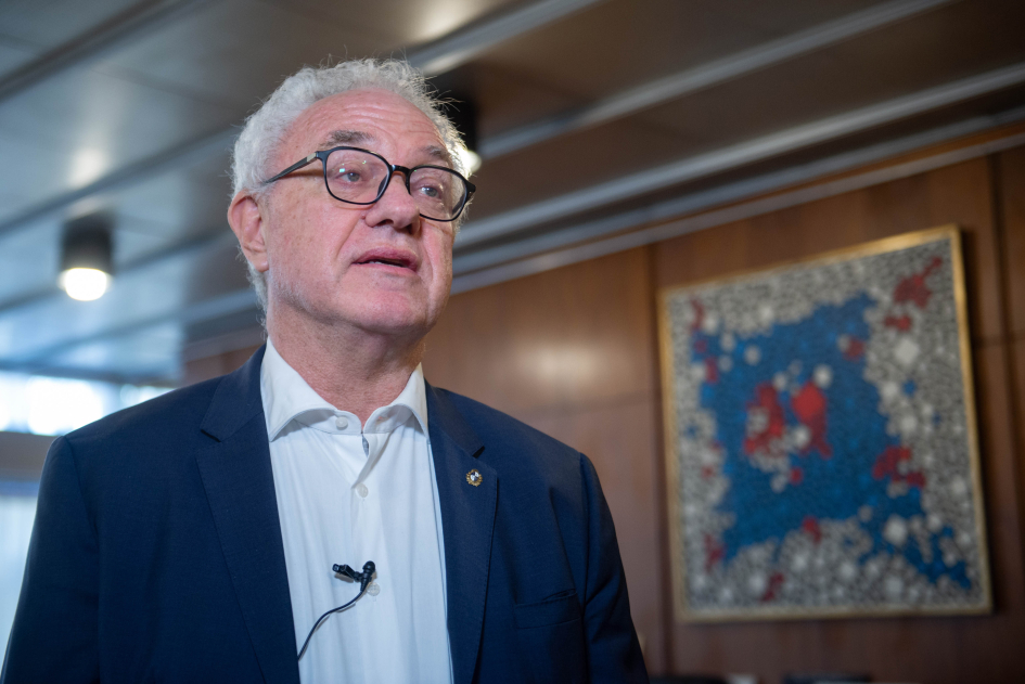 Canciller Mario Lubetkin durante la entrevista 