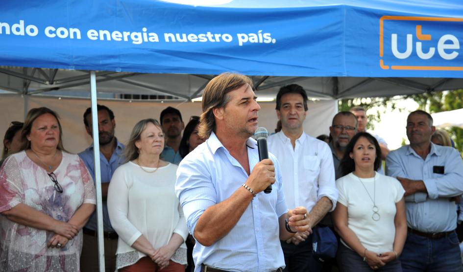 Presidente Luis Lacalle Pou durante su oratoria en Ciudad del Plata Presidente Luis Lacalle Pou durante su oratoria en Ciudad del Plata