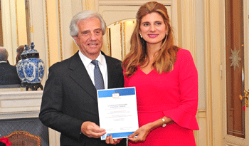 Presidente Vázquez y princesa de Jordania, Dina Mired Presidente Vázquez y princesa de Jordania, Dina Mired
