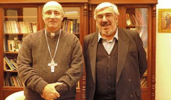 Cardenal Daniel Sturla junto al secretario general de la JND Milton Romani