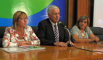 Basso, Lustemberg y Rosa en conferencia de prensa. Basso, Lustemberg y Rosa en conferencia de prensa.