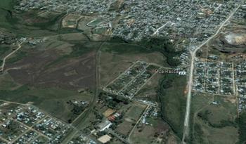 Vista aérea de zona beneficiada por las obras en el arroyo Cuñapirú Vista aérea de zona beneficiada por las obras en el arroyo Cuñapirú