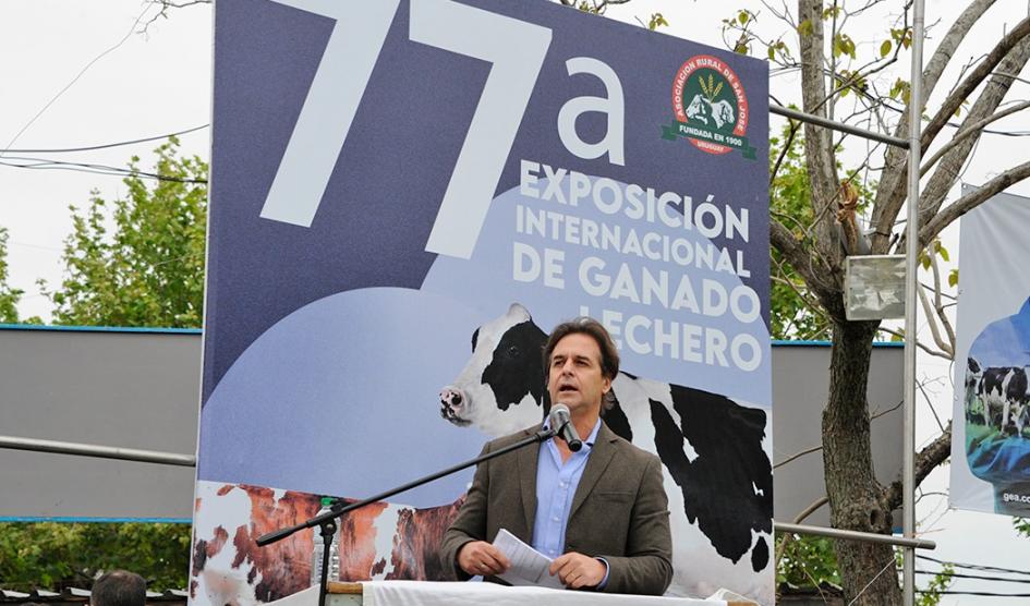 Luis Lacalle Pou en la Exposición Internacional de Ganado Lechero, San José