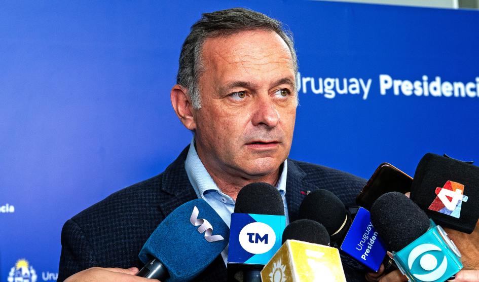 Secretario de Presidencia Álvaro Delgado, durante la conferencia de prensa