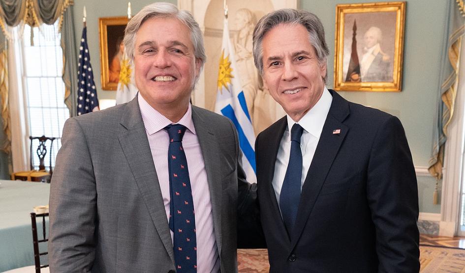Canciller Francisco Bustillo y secretario de Estado Antony Blinken