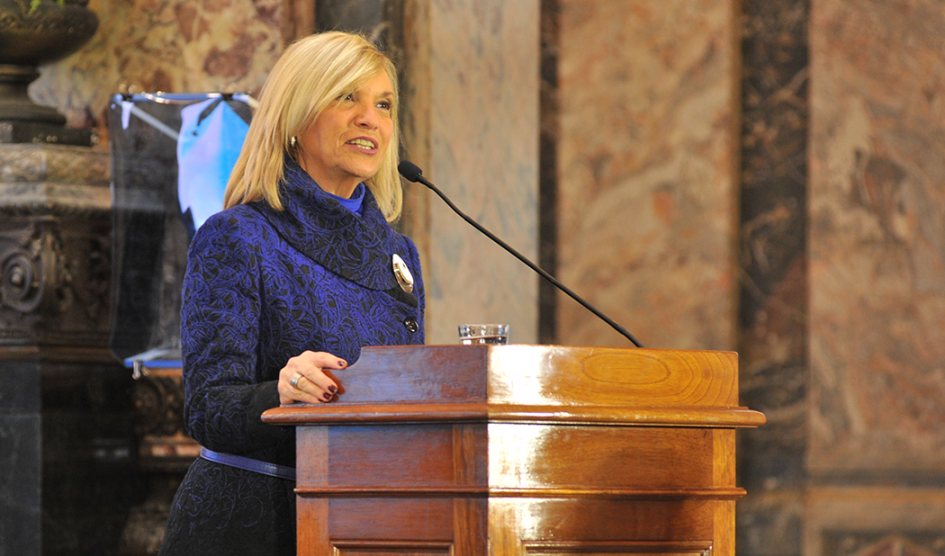 Presidenta en ejercicio, Beatriz Argimón, durante su oratoria