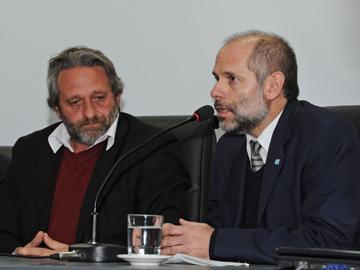 Ministro de Vivienda, Francisco Beltrame y presidente de OSE, Milton Machado