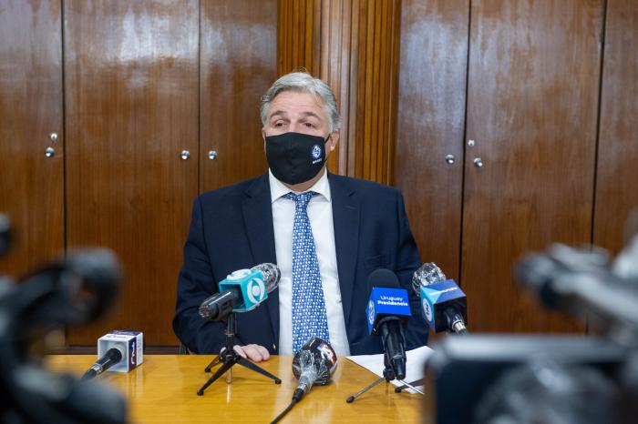 Conferencia de prensa del canciller de la República, Francisco Bustillo