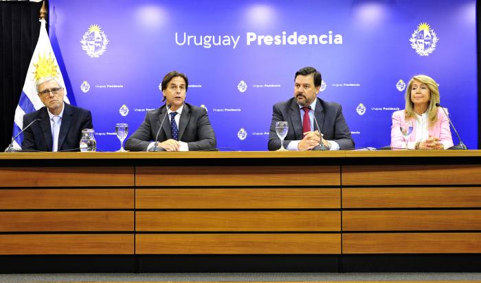 Imágenes de la conferencia del presidente Lacalle Pou sobre proyecto Arazatí