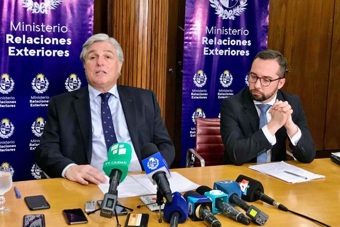 Conferencia de prensa del canciller Francisco Bustillo y el vicecanciller Nicolás Albertoni