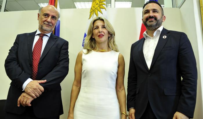 Reunión del ministro de Trabajo, Pablo Mieres, con autoridades españolas.