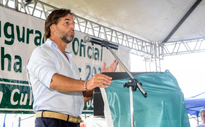 Presidente Lacalle Pou en inauguración de la cosecha del arroz 2024