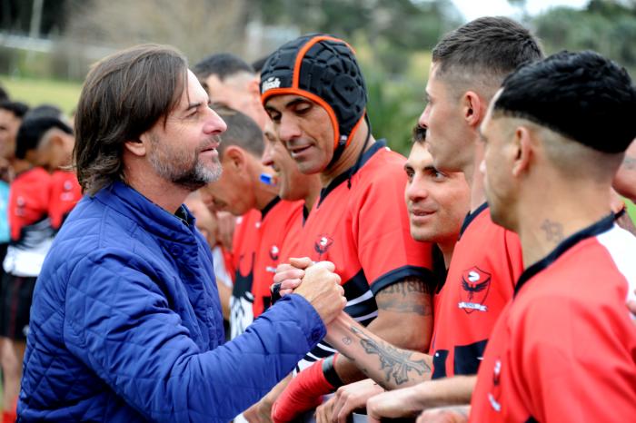Presidente Lacalle Pou en el partido de rugby entre Fénix y Espartanos