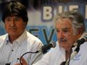 Presidentes Mujica y Evo Morales en el PIT-CNT