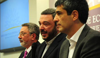 Director de Aduanas, Enrique Canon, ministro de Economía, Mario Bergara y subsecretario Jorge Polgar