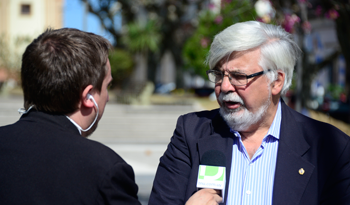 Ministro Bonomi entrevistado por TNU, en Melo.
