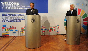Tedros Adhanom y Tabaré Vázquez