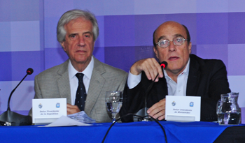 El presidente Tabaré Vázquez junto al intentendente de Montevideo, Daniel Martínez