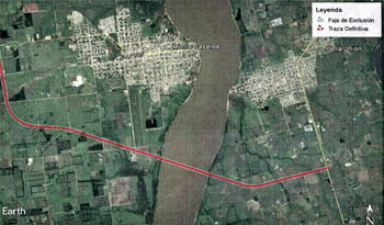 Trazado del posible puente sobre el río Uruguay entre Monte Caseros, Argentina, y Bella Unión, Uruguay