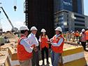 Rossi y Díaz recorrieron las obras de construcción del viaducto en rambla portuaria